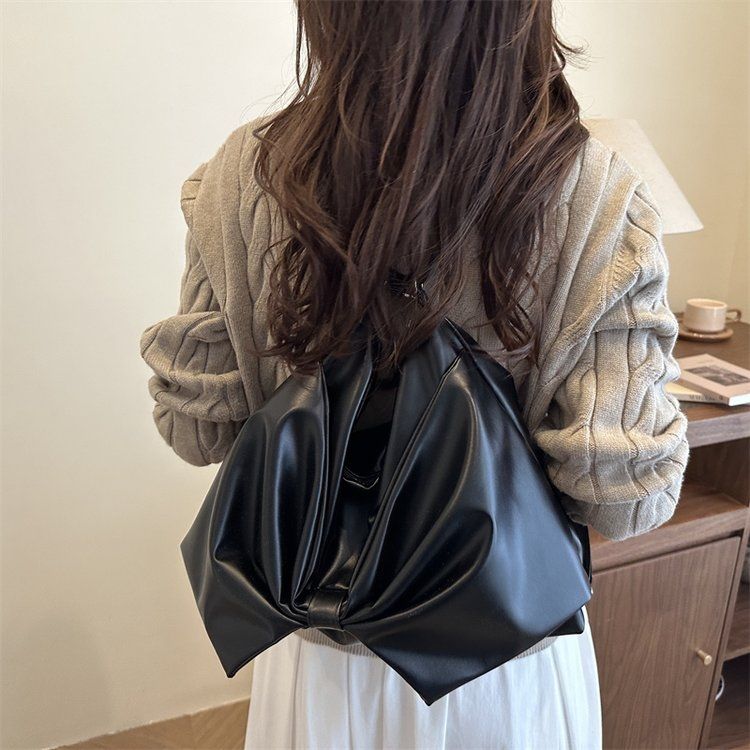 Korean-style Cute PU Leather Big Bowknot Backpack Crossbody Bag Shoulder Bags Large-capacity Storage Bag Woman Bags Wallet
