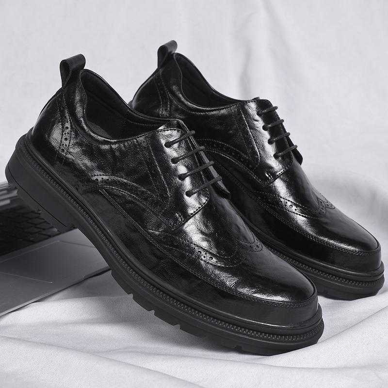 

Модная мужская деловая формальная кожаная обувь на шнуровке броги мужская повседневная модельная обувь черная классическая итальянская формальная оксфорды мужская офисная обувь 10 чёрный