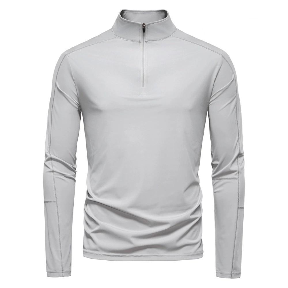 Spring and Summer Men's Sun Protection and UV Protection UPF100+base Shirt Long Sleeved Half Zip T-shirt for Men