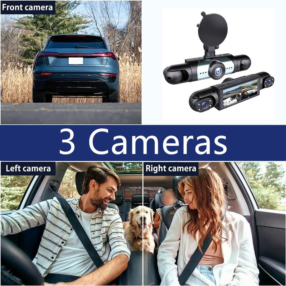 3 Channel 1080P HD Dash Cam Front + Inside Left/Right with 64GB Card