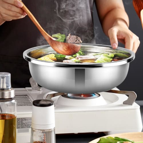 Happyyami Stainless Steel Mixing Bowls, Extra Large, Heat-Resistant, Deep Bowls, 2-Piece Set, Suitable for Salad, Vegetable Washing, Washing, Storage,