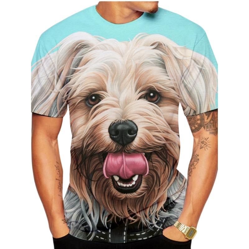 Mode Hund 3D-Druck T-Shirt Sommer Outdoor Herren Kurzarm T-Shirt Trend Herren T-Shirt Rundhals Top Übergroße Herrenbekleidung