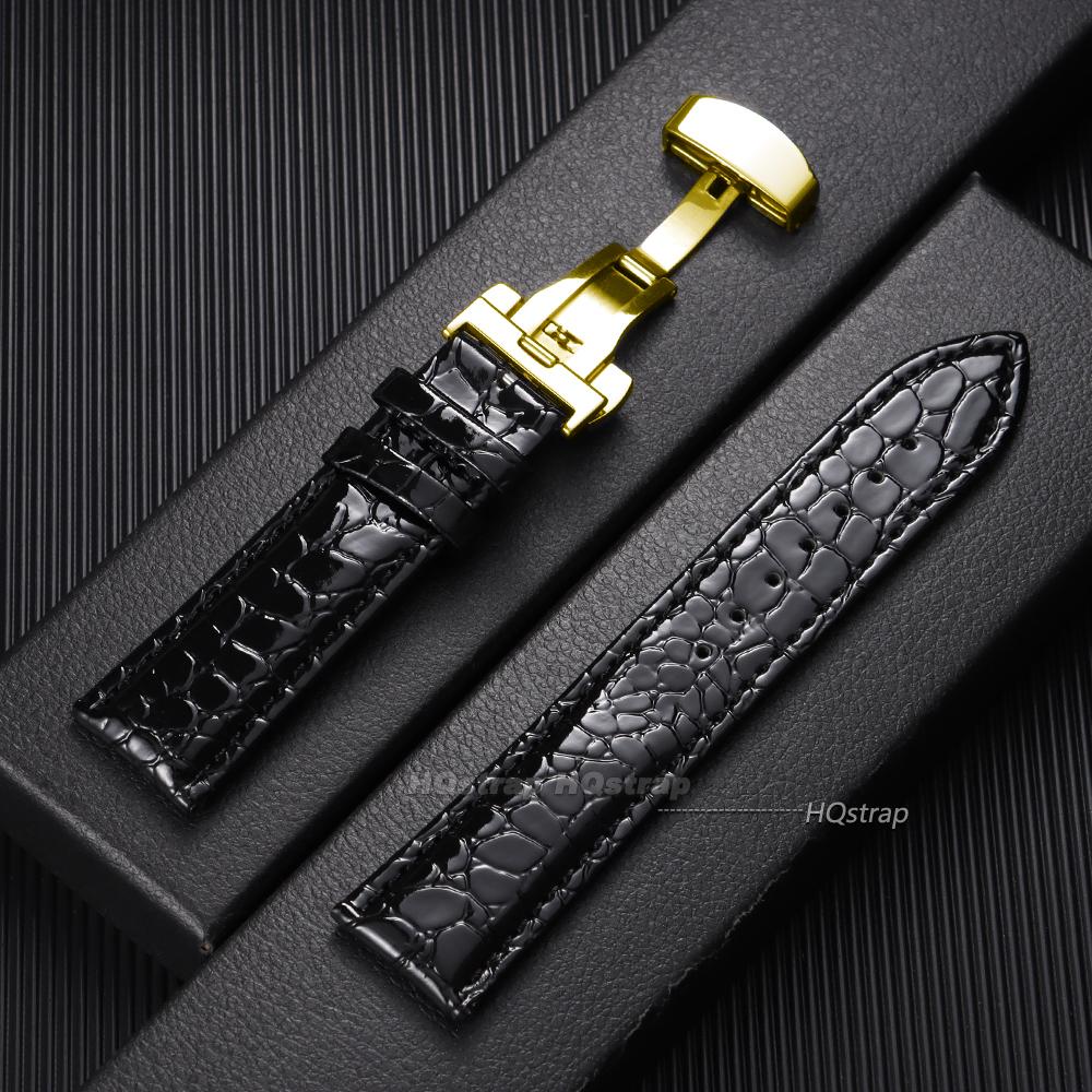 Cinturini per Orologi in Pelle con Motivo Coccodrillo Fibbia a Farfalla con Passante Uomo 12mm/14mm 16mm 18mm 19mm 20mm 22mm 24mm