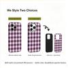 Classic Violet Gingham Plaid Checker Pattern Graphic Art Film Aesthetic Protective Shockproof Bumper Phone Case Cover For iPhone 14 15 16 Pro Max Plus