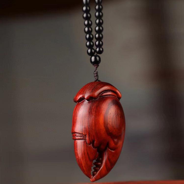 Sandalwood Pixiu Handheld Carved Pendant Ornament - Douyin Craft Gift