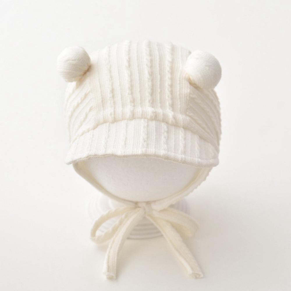 

Милий помпон вухо захист шапка бавовняний пуловер шапки нова мода малюк капелюх весна-осінь White2