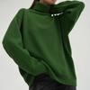 Solid Color High Neck Sweater, Autumn/winter, Loose Knit Sweater, Versatile, Classic Style, Sweater, Women's