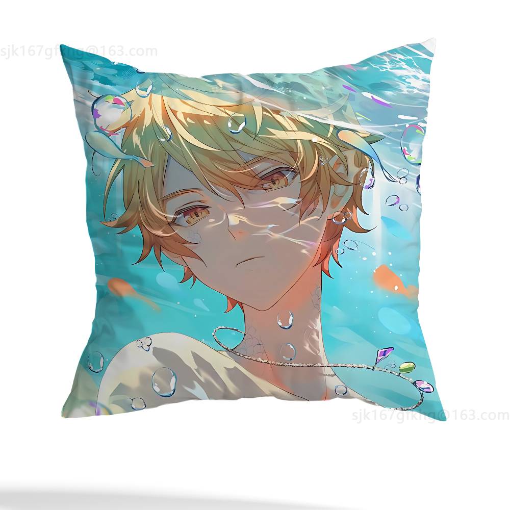 T-Tenma Tsukasa  Pillow Case Anti-dustmite Pillowcase Invisible Zipper Silky Short Plush Sofa Cushion Cover