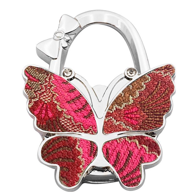 Large Matte Butterfly Hanging Bag Hook - Foldable Women's Bag Buckle & Portable Table Edge Hook for Luggage Accessories.