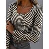 2026 Spring/Summer New Striped Long-Sleeve Top U-Neck Fashion Trend Slim-Fit Women's Clothing