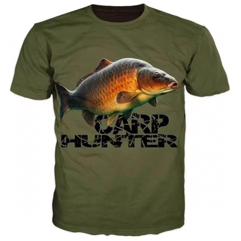 Summer Harajuku Carp Fish Print Men Women T Shirts Casual Breathable Round Neck Short Sleeve Sports Oversized T-shirts Men Tops