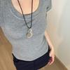 Stylish Functional Gourd Comb Shaped Necklace High Glossy Stainless Steel Adjustable Black String Flexible Fashion
