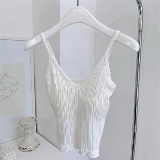 V Neck Tank Top for Women Double Lined Ribbed Sleeveless Basic Shirts with Built-in Bra Summer Padded Going Out Tops