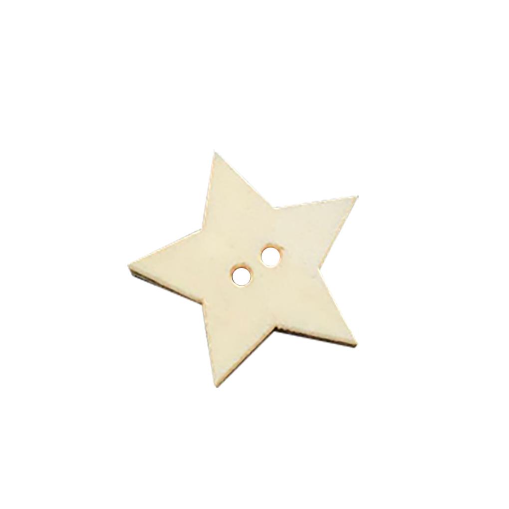 200pcs Wooden Star Buttons 2 Holes Sewing Scrap-booking Buttons Embellishment DIY Craft Decoration