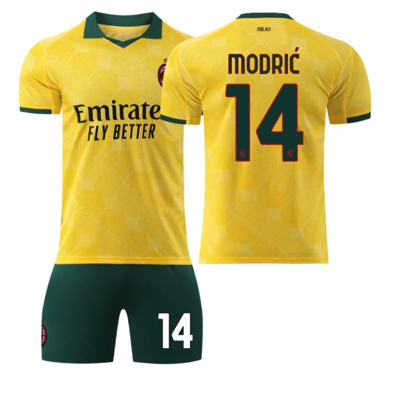 Stagione 2025-26 AC Milan Divisa da Calcio a Due Ospiti Set Bambino 10 Leo 14 Modric Ibrahimovic Maglia