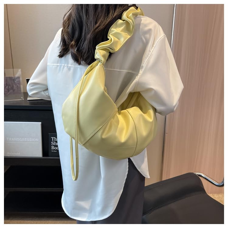 Shoulder One Korea [PETITCHOU] Bag, Handbag, Pleated, Shoulder, Minimalist, Crossbody, Lightweight, Commuting, (Yellow)