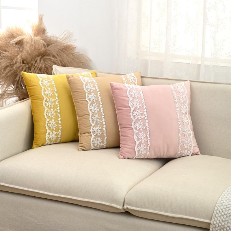 Jmg Clothing Unisex Premium Nordic Ins Style Dutch Velvet Pillowcase Deluxe Rose Lace Embroidered Cushion Cover Fresh Modern Home Decor Pillow Cover