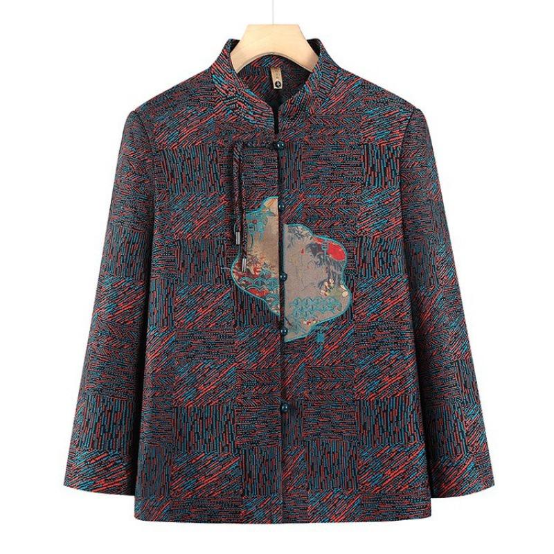 

Новая осенняя вышитая куртка топ жена старая осенняя одежда темпераментная одежда 6XL [Recommended 160-82.5 kg]