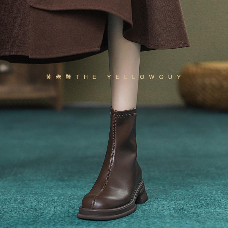Real soft leather brown Martin boots women's spring and autumn 2025 new British style ins thick-soled thin boots fried street short boots