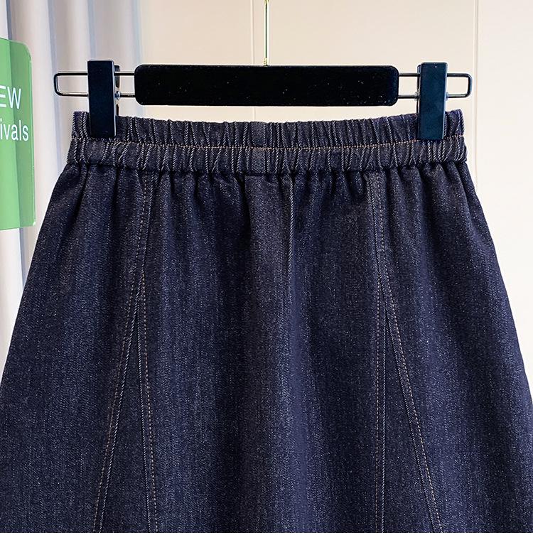 Spring/Summer Plus Size Elastic Waist Denim Skirt: Figure-Flattering, Tummy-Concealing, Fashionable Ruffle Hem for Women