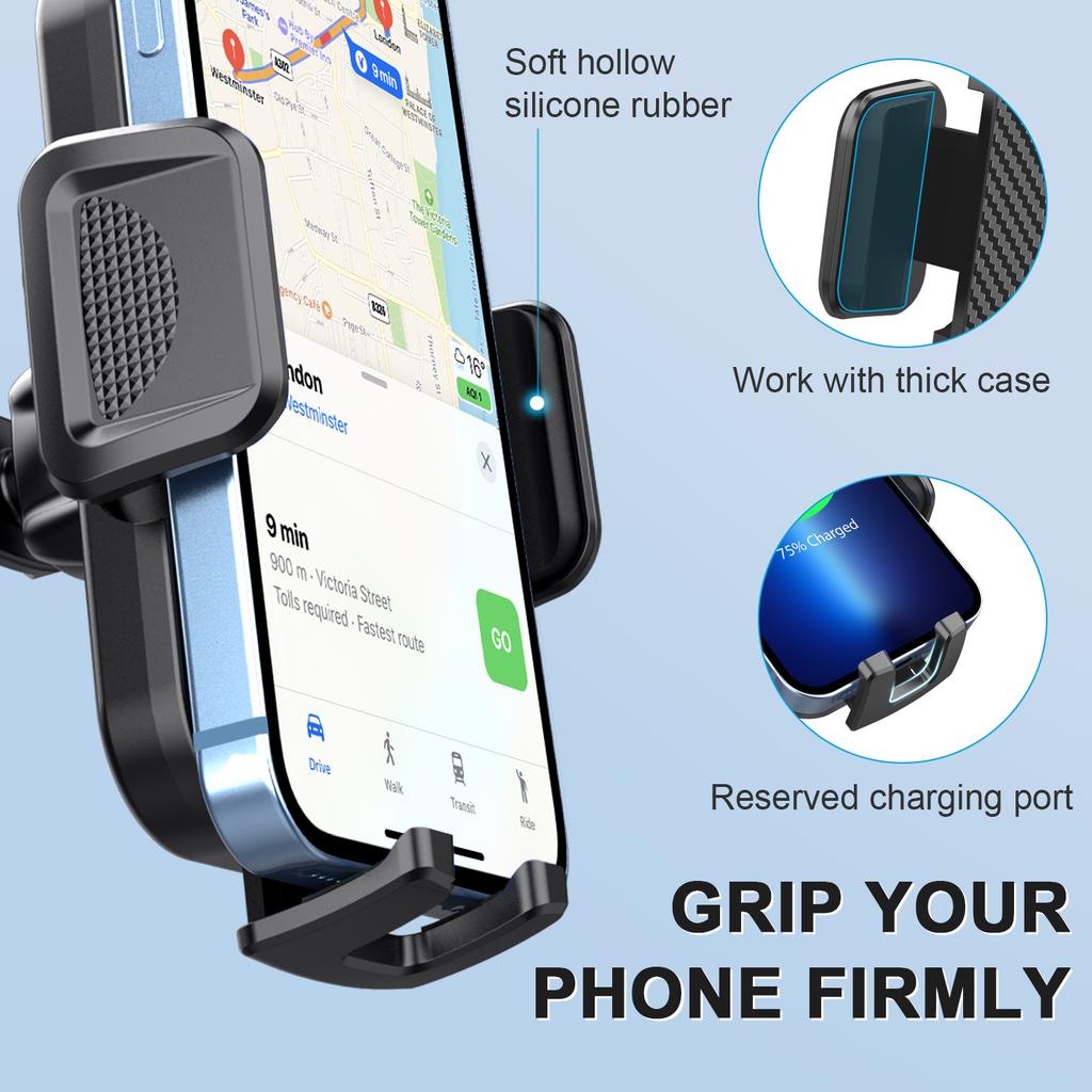 ML-200 Extendable Arm Phone Holder 360 Degree Rotation Suction Cup Mount Bracket for Car Dashboard/Windshield