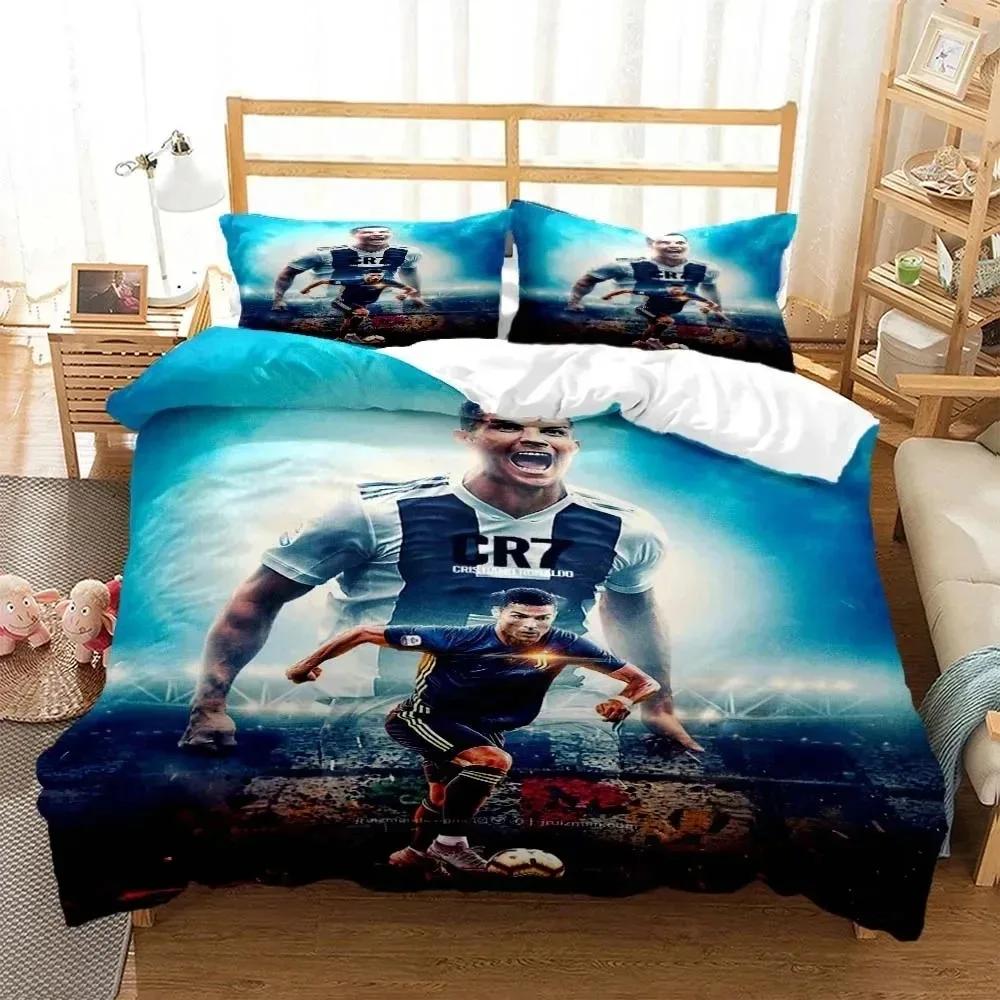 3D Print Football Star Cr7 Bedding Set Boys Girls Twin Queen Size Duvet Cover Pillowcase Bed Adulthome Textile
