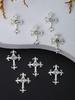 10pcs Gold SilverCross Nail Charms 3D White Pink Rhinestones Nail Art Decorations DIY Nail Gems Nail Supplies