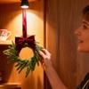 Christmas Wreath 6-Piece Realistic Home Decor Door Wreaths Decorations With Red Bows For Door Wall Stairs Railing Mantel Living