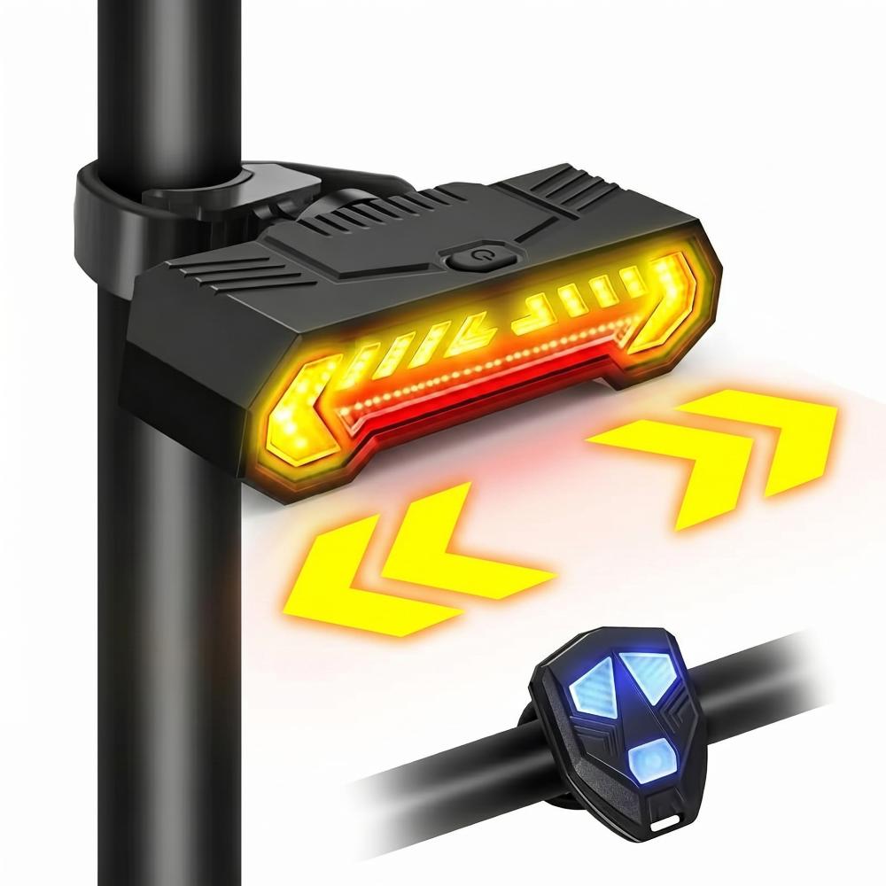 Bike Turn Signal Light with Remote, 120dB Horn & Ground Projection, Wireless LED Safety Warning Light for Bicycle