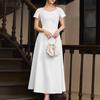 Robe élégante décontractée pour femme à col rond et manches courtes