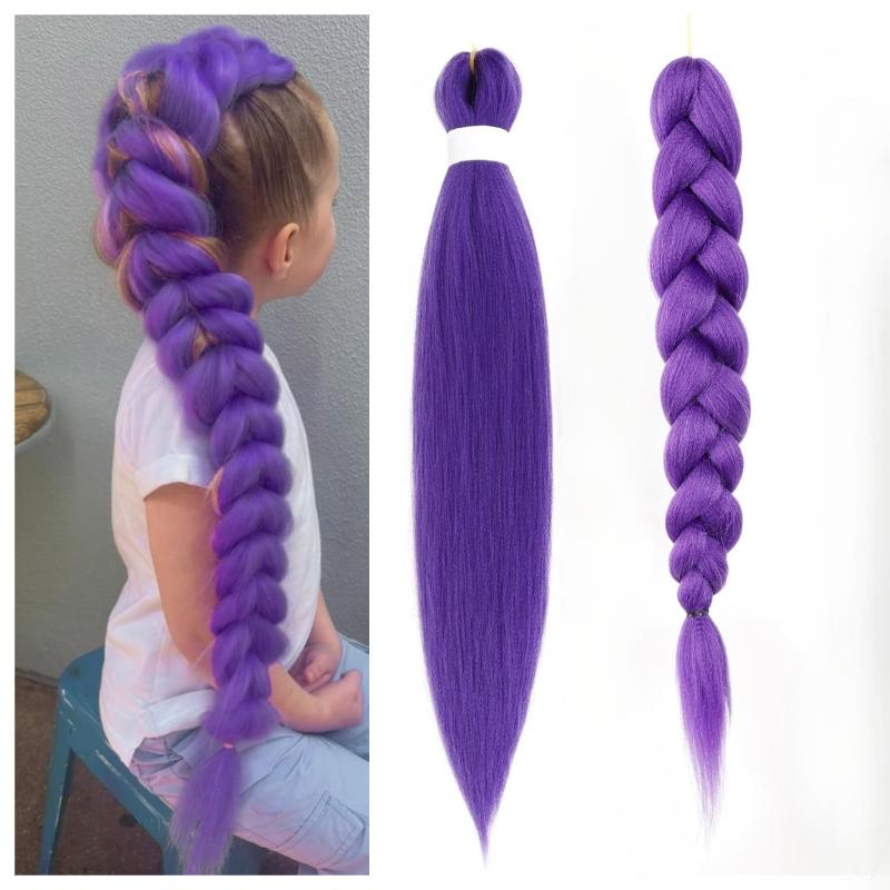 26palcová cosplay paruka Kpop Rumi Dlouhá fialová zapletená Paruka na převlečení Doplňky DIY Cop Copánky Tepelně odolná syntetická paruka