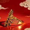 Vietnamese Sand Gold Fire-Baked Peacock Feather Wedding Ring - Classic, Versatile & Fashionable Hot Seller