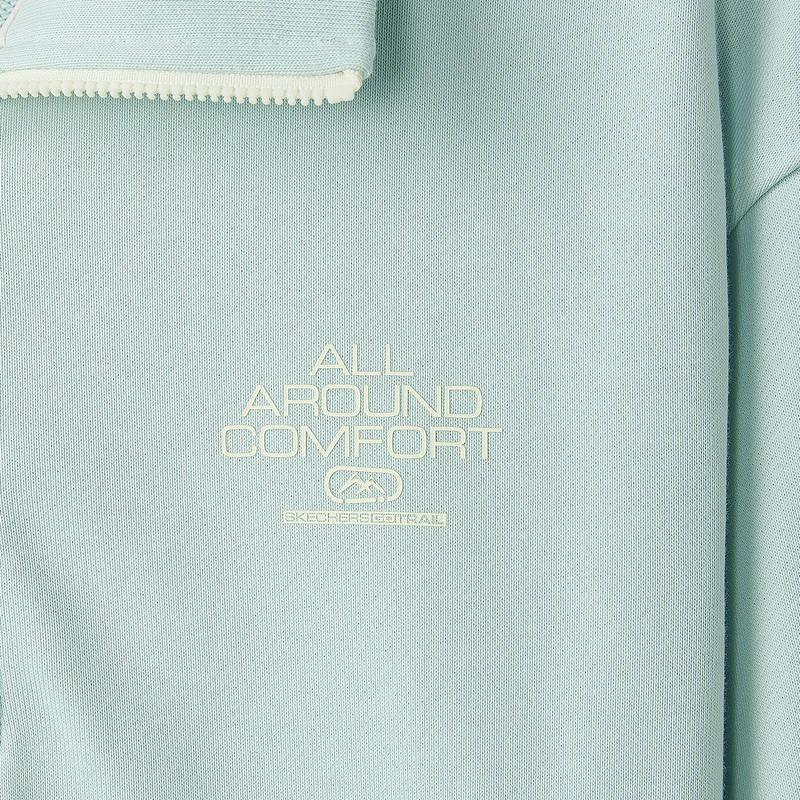 Skechers Outdoor Series Simple Solid Color Comfortable Polo Collar Letter Half-Zip Sweatshirt Women Sweatshirt Ice-Green L424W002-002S