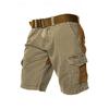 Men's Washed Cotton Color-block Casual Cargo Pants With 3D Pockets Double Zipper Crotch-open Trousers No Belt