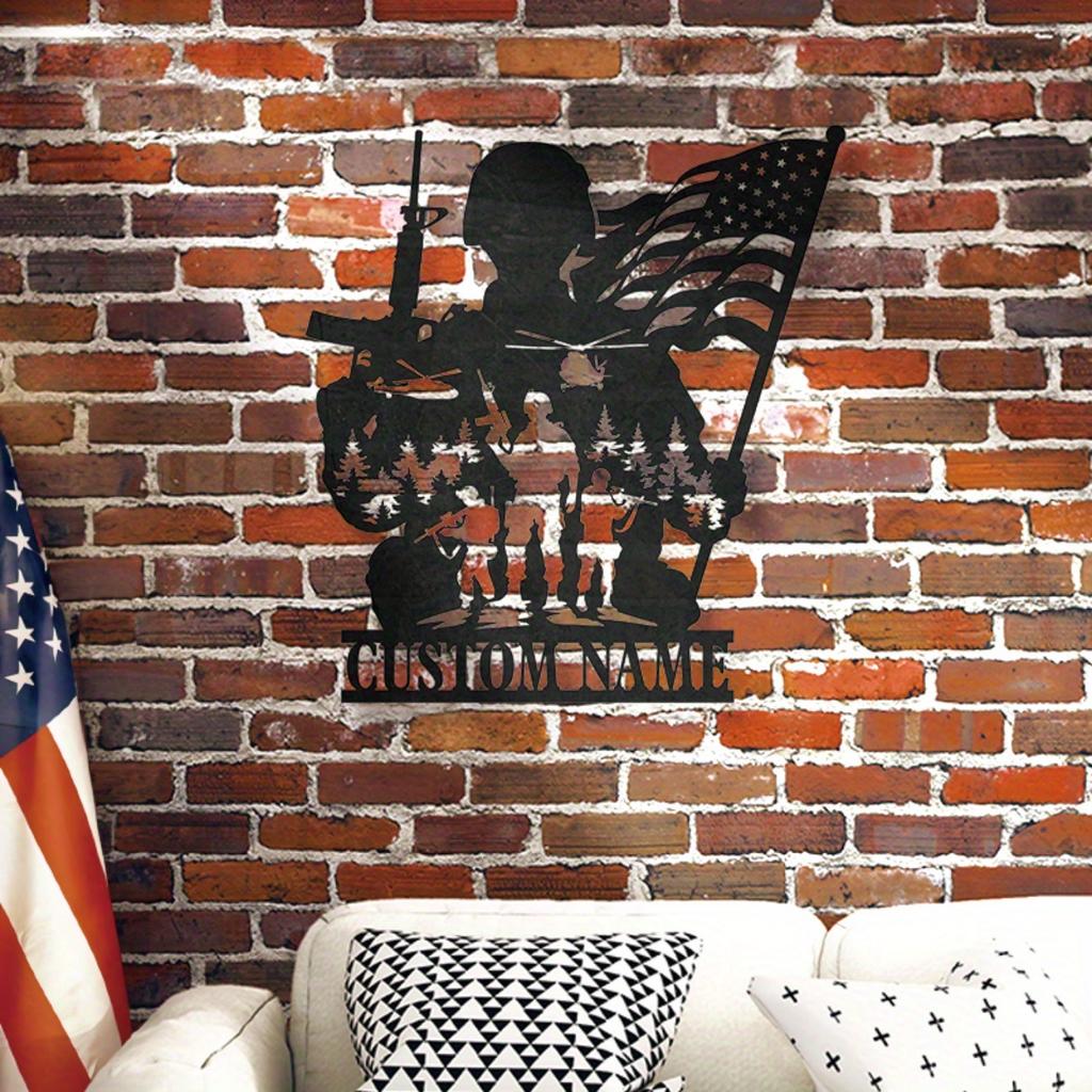 Personalized US Army Veteran Metal Wall Art Custom Name Patriotic Home Office Decor