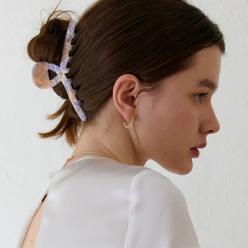 

OVLA wide twist hair clip_colors HC022 cloud marble silver