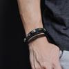 Accessories New Button Leather Jewelry Retro Stainless Steel Skull Braided Cowhide Bracelet Men