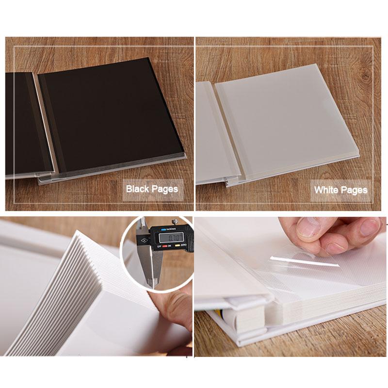 Album Photos Scrapbook Self Adhesive 12 15 18 Inch DIY Linen Hardcover Photo Album 40 Magnetic Double Sided Pages White Black