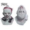 Scary Halloween Costume Accessory Upside Down Demon Latex Full Face Mask, Alien Cosplay Durable Mask Headgear, Creepy Prop for Party Escape Room Stage