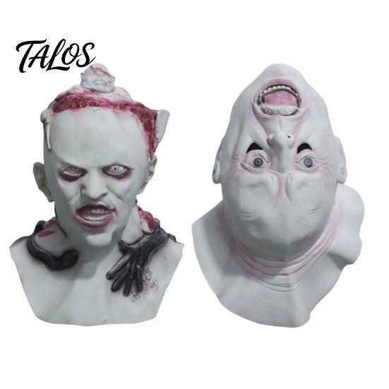 Scary Halloween Costume Accessory Upside Down Demon Latex Full Face Mask, Alien Cosplay Durable Mask Headgear, Creepy Prop for Party Escape Room Stage