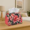 1pc Multifunctional Tissue Box Holder & Napkin Dispenser Compatible with Tissues/Roles/Sheets - Elegant Watercolor Red & Pink Floral Pattern, Seamless