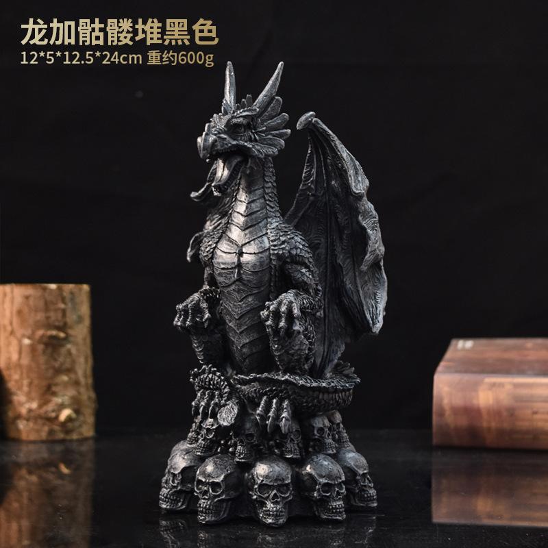 Retro Mythology Animal Statue Cerberus Dragon Griffin Ouroboros Skulls Resin Figurines Living Room Desktop Ornament Gift Toys