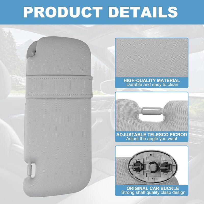 Car Sun Visor with Makeup Mirror Suitable for Toyota Auris Corolla 2008 2009 2010 2011 2012 2013 #74320-02711-E0 Grey Beige