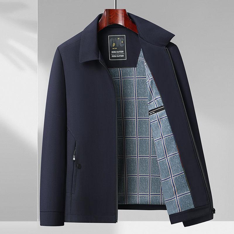 

Spring and Autumn Middle and Old Men s Jacket Lapel Jacket-0 Year Old Dad Top Cadre Pack Breathable and Wear-resistant 4XL/195 (weight 170-95 kg) тёмно-синий