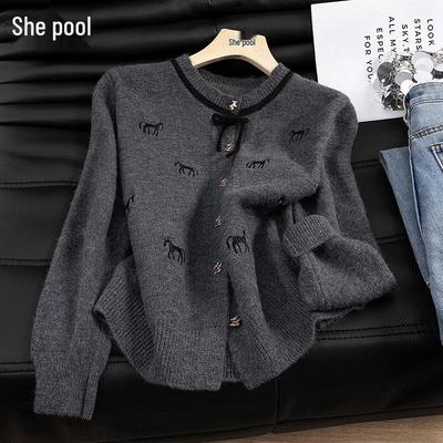 Women's Little Horse Embroidered Knit Cardigan