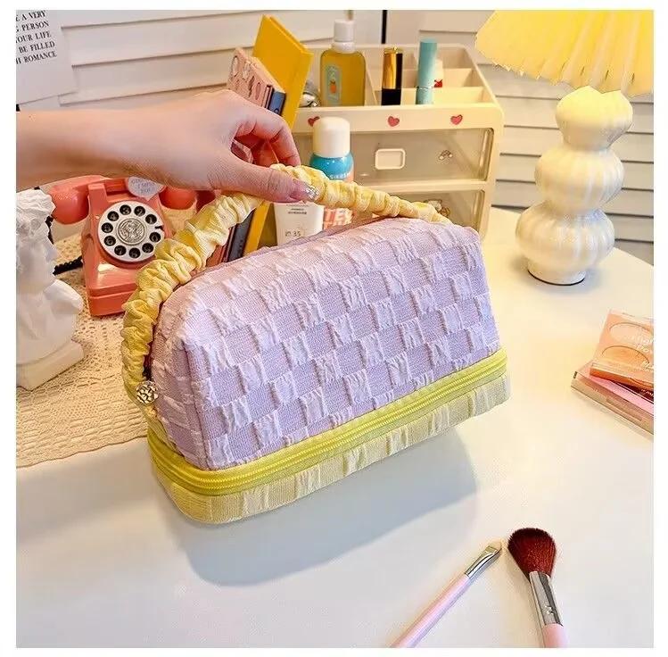 

3Pcs Small Student Puff Pillow with Large Capacity Storage Makeup Bag, Japanese High Beauty Pen Bag, Travel Sorting Cosmetics