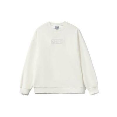 Li Ning Séria na tréning Jednofarebná voľná fleecová mikina s okrúhlym výstrihom Unisex mikina Biela AWDRB76-6