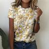 Maple Leaf T-shirt Flower 3D Printing Women's Round Neck Short Sleeve