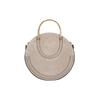 Chloe Color Block Leder Goldene Schnalle Runde Leder Schultertasche Crossbody Tasche Mittel Damen Taschen Grau CHC18SS333HFV23W