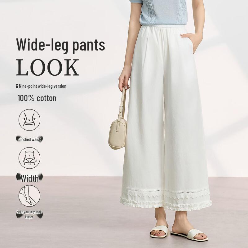 FivePlus Cotton High-Waist Wide-Leg Cropped Pants XL